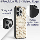 Elegant Gold Butterfly Floral Decorative Seamless Custom Name Protective Phone Case Mobile Cover Durable Everyday Smartphone Shock Resistant
