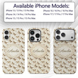 Elegant Gold Butterfly Floral Decorative Seamless Custom Name Protective Phone Case Mobile Cover Durable Everyday Smartphone Shock Resistant