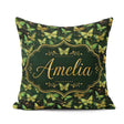 Custom Name Green and Gold Butterfly Ornamental Seamless Pattern Square Filled Cushion Throw Pillow Sofa Bed Home Decor Zip Washable UK Made