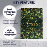 Personalised Name Green and Gold Butterfly Custom  Unique Gift Idea Elegant Feature Canvas Wall Art Print Decor Picture Ready to Hang