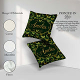 Custom Name Green and Gold Butterfly Ornamental Seamless Pattern Square Filled Cushion Throw Pillow Sofa Bed Home Decor Zip Washable UK Made
