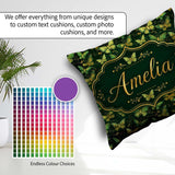 Custom Name Green and Gold Butterfly Ornamental Seamless Pattern Square Filled Cushion Throw Pillow Sofa Bed Home Decor Zip Washable UK Made