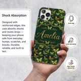 Green and Gold Butterfly Ornamental Luxury Printed Design Custom Name Protective Phone Case Mobile Cover Durable Smartphone Shock Resistant