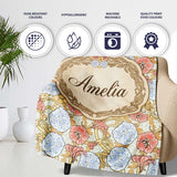 Vintage Floral Botanical Art Nouveau Style Seamless Pattern Lovely  Personalised Custom Name Super Soft Fleece Blanket Bed Sofa Throw