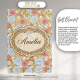 Vintage Floral Botanical Art Nouveau Style Seamless Pattern Lovely  Personalised Custom Name Super Soft Fleece Blanket Bed Sofa Throw