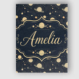 Personalised Name Celestial Planets Stars Custom  Unique Gift Idea Elegant Feature Canvas Wall Art Print Decor Picture Ready to Hang