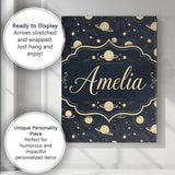 Personalised Name Celestial Planets Stars Custom  Unique Gift Idea Elegant Feature Canvas Wall Art Print Decor Picture Ready to Hang