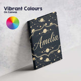 Personalised Name Celestial Planets Stars Custom  Unique Gift Idea Elegant Feature Canvas Wall Art Print Decor Picture Ready to Hang