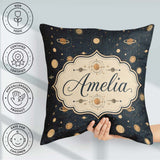 Custom Name Solar System Space Objects Seamless Pattern Decor Square Filled Cushion Throw Pillow Sofa Bed Home Decor Zip Washable UK Made