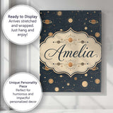 Personalised Name Solar System Space Custom Premium Decorative Design Modern Room Accent Canvas Wall Art Print Decor Picture Ready to Hang