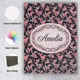 Personalised Name Pink Cherry Blossom Custom Modern Room Accent Creative Decorator Style Canvas Wall Art Print Decor Picture Ready to Hang