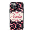 Japanese Sakura Blossom Branches Dark Elegant Custom Name Protective Phone Case Mobile Cover Durable Everyday Smartphone Shock Resistant