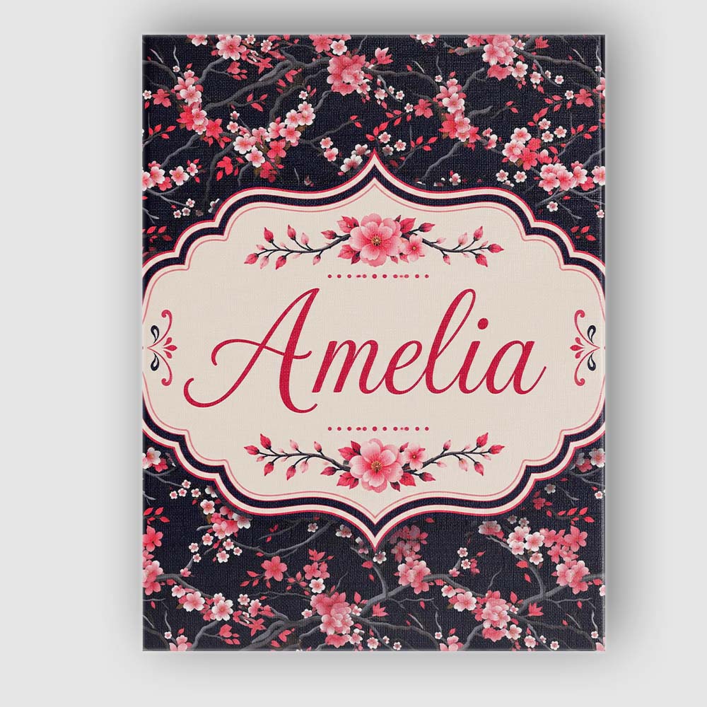Personalised Name Japanese Sakura Blossom Custom  Unique Gift Idea Elegant Feature Canvas Wall Art Print Decor Picture Ready to Hang
