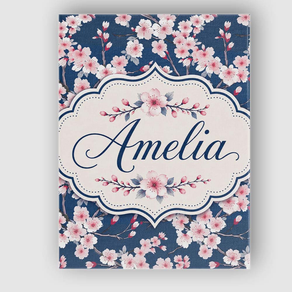 Personalised Name Soft Sakura Flower Custom Premium Decorative Design Modern Room Accent Canvas Wall Art Print Decor Picture Ready to Hang