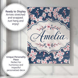 Personalised Name Soft Sakura Flower Custom Premium Decorative Design Modern Room Accent Canvas Wall Art Print Decor Picture Ready to Hang