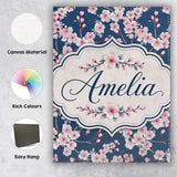 Personalised Name Soft Sakura Flower Custom Premium Decorative Design Modern Room Accent Canvas Wall Art Print Decor Picture Ready to Hang