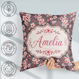 Custom Name Blossom Branches Background Elegant Seamless Pattern Square Filled Cushion Throw Pillow Sofa Bed Home Decor Zip Washable UK Made