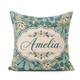 Custom Name Art Nouveau Botanical Leaves Floral Pattern Seamless Square Filled Cushion Throw Pillow Sofa Bed Home Decor Zip Washable UK Made