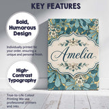 Personalised Name Nouveau Botanical Custom  Stylish Home Interior Elegant Feature Canvas Wall Art Print Decor Picture Ready to Hang