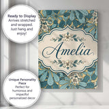 Personalised Name Nouveau Botanical Custom  Stylish Home Interior Elegant Feature Canvas Wall Art Print Decor Picture Ready to Hang