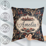 Custom Name Oriental Crane Birds Pagoda Scenic Detailed Seamless Square Filled Cushion Throw Pillow Sofa Bed Home Decor Zip Washable UK Made