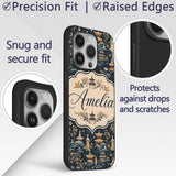 Elegant Asian Garden with Pagodas and Figures Custom Name Protective Phone Case Mobile Cover Durable Everyday Smartphone Shock Resistant