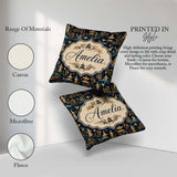 Custom Name Elegant Garden with Pagodas Figures Seamless Pattern Square Filled Cushion Throw Pillow Sofa Bed Home Decor Zip Washable UK Made