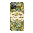 Art Nouveau Lily Flowers with Moths Decorative Custom Name Protective Phone Case Mobile Cover Durable Everyday Smartphone Shock Resistant
