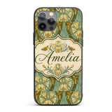 Art Nouveau Lily Flowers with Moths Decorative Custom Name Protective Phone Case Mobile Cover Durable Everyday Smartphone Shock Resistant