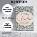 Personalised Name Delicate Small Floral Custom  Modern Room Accent Elegant Feature Canvas Wall Art Print Decor Picture Ready to Hang