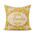 Custom Name White Cockatoo Birds Yellow Leaves Seamless Pattern Square Filled Cushion Throw Pillow Sofa Bed Home Decor Zip Washable UK Made