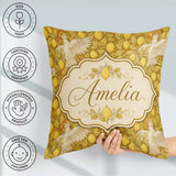 Custom Name White Cockatoo Birds Yellow Leaves Seamless Pattern Square Filled Cushion Throw Pillow Sofa Bed Home Decor Zip Washable UK Made