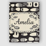 Personalised Name Abstract Oval Pebbles Black Cream Organic Shapes Custom  Unique Canvas Wall Art Print Decor Picture Ready to Hang
