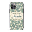 Delicate Cream Floral Garden Pattern on Dusty Custom Name Protective Phone Case Mobile Cover Durable Everyday Smartphone Shock Resistant
