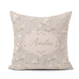 Custom Name Elegant Neutral Floral Blossom Soft Beige Background Square Filled Cushion Throw Pillow Sofa Bed Home Decor Zip Washable UK Made