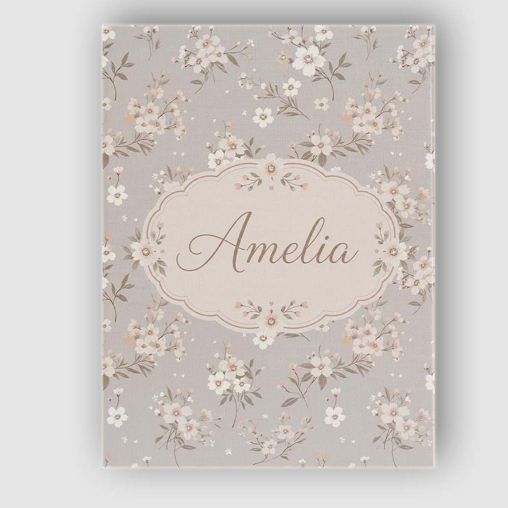 Personalised Name Elegant Neutral Floral Custom  Interior Decorative Contemporary Canvas Wall Art Print Decor Picture Ready to Hang