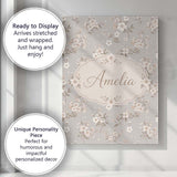Personalised Name Elegant Neutral Floral Custom  Interior Decorative Contemporary Canvas Wall Art Print Decor Picture Ready to Hang