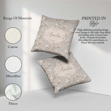 Custom Name Elegant Neutral Floral Blossom Soft Beige Background Square Filled Cushion Throw Pillow Sofa Bed Home Decor Zip Washable UK Made