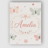 Personalised Name Cute Pastel Butterflies Custom  Unique Gift Idea Elegant Feature Canvas Wall Art Print Decor Picture Ready to Hang