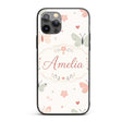 Cute Pastel Butterflies and Hearts Printed Design Custom Name Protective Phone Case Mobile Cover Durable Everyday Smartphone Shock Resistant