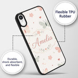 Cute Pastel Butterflies and Hearts Printed Design Custom Name Protective Phone Case Mobile Cover Durable Everyday Smartphone Shock Resistant