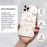 Cute Pastel Butterflies and Hearts Printed Design Custom Name Protective Phone Case Mobile Cover Durable Everyday Smartphone Shock Resistant