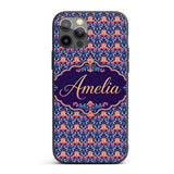 Vibrant Ornate Floral Damask with Bold Orange and Custom Name Protective Phone Case Mobile Cover Durable Everyday Smartphone Shock Resistant
