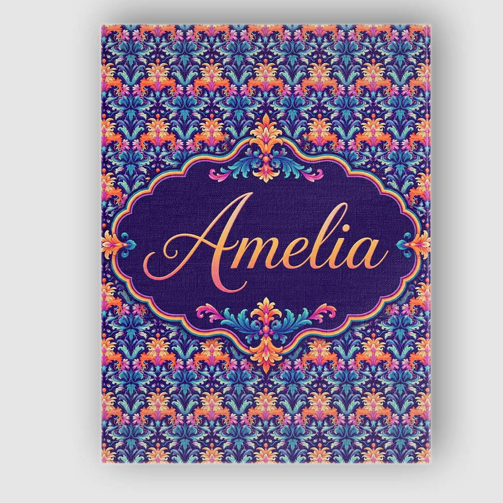 Personalised Name Vibrant Ornate Floral Custom  Modern Room Accent Elegant Feature Canvas Wall Art Print Decor Picture Ready to Hang