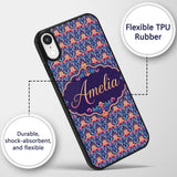 Vibrant Ornate Floral Damask with Bold Orange and Custom Name Protective Phone Case Mobile Cover Durable Everyday Smartphone Shock Resistant