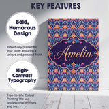 Personalised Name Vibrant Ornate Floral Custom  Modern Room Accent Elegant Feature Canvas Wall Art Print Decor Picture Ready to Hang