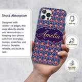Vibrant Ornate Floral Damask with Bold Orange and Custom Name Protective Phone Case Mobile Cover Durable Everyday Smartphone Shock Resistant