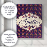 Personalised Name Bold Purple and Magenta Custom  Unique Gift Idea Elegant Feature Canvas Wall Art Print Decor Picture Ready to Hang