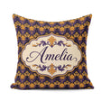 Custom Name Luxurious Purple Gold Ornate Floral Seamless Pattern Square Filled Cushion Throw Pillow Sofa Bed Home Decor Zip Washable UK Made