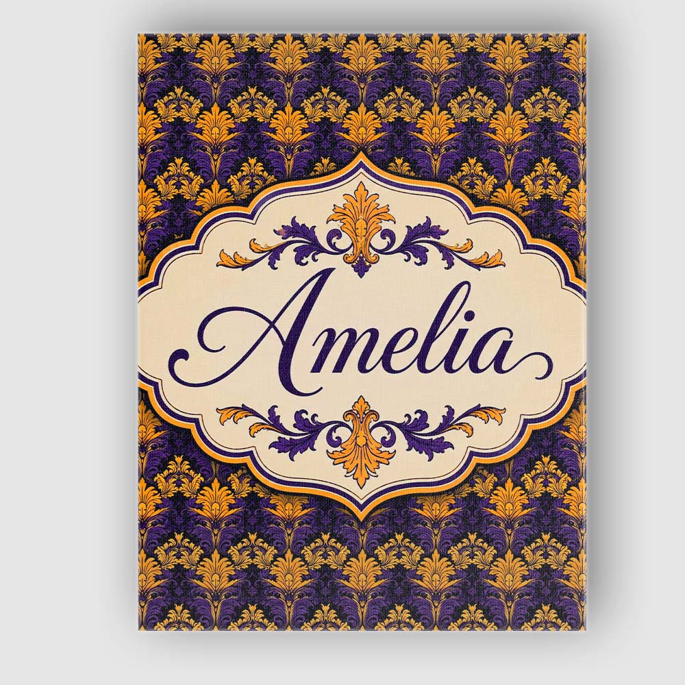 Personalised Name Luxurious Purple and Gold Custom  Bespoke Interior Contemporary Canvas Wall Art Print Decor Picture Ready to Hang